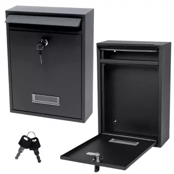 LEAN Mailbox for Letters, Galvanized Steel, Black, 32x21.5x8.5 cm