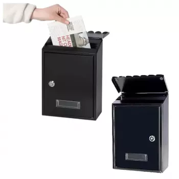 LEAN Mailbox for Letters, Galvanized Steel, Black, 26.5x18.5x6.5 cm