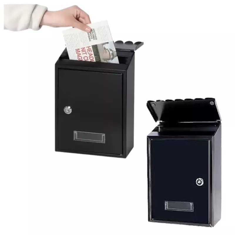 LEAN Mailbox for Letters, Galvanized Steel, Black, 26.5x18.5x6.5 cm