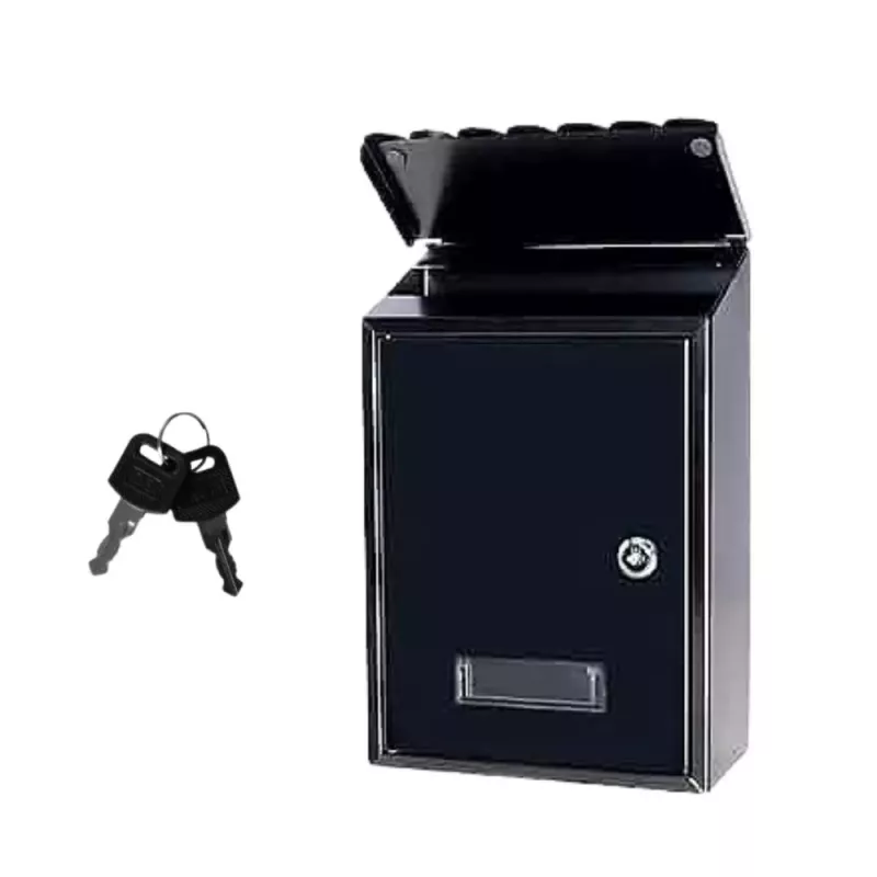 LEAN Mailbox for Letters, Galvanized Steel, Black, 26.5x18.5x6.5 cm