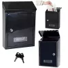 LEAN Mailbox for Letters, Galvanized Steel, Black, 26.5x18.5x6.5 cm