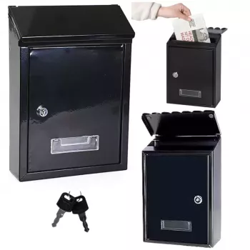 LEAN Mailbox for Letters, Galvanized Steel, Black, 26.5x18.5x6.5 cm