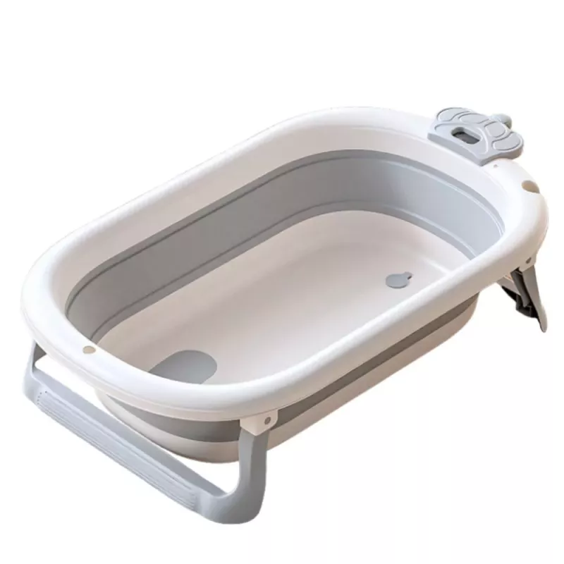 LEAN Baby Bathtub with Thermometer Foldable Mattress Stars Gray