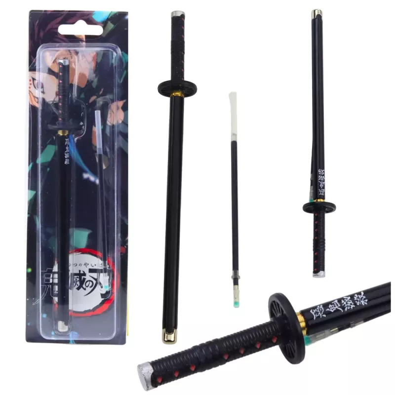 LEAN Katana Sword Anime Ballpoint Pen Metal Black Ink Replaceable Refill Black