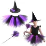 LEAN TOYS Witch Costume Hat Skirt Broom Purple and Black Costume