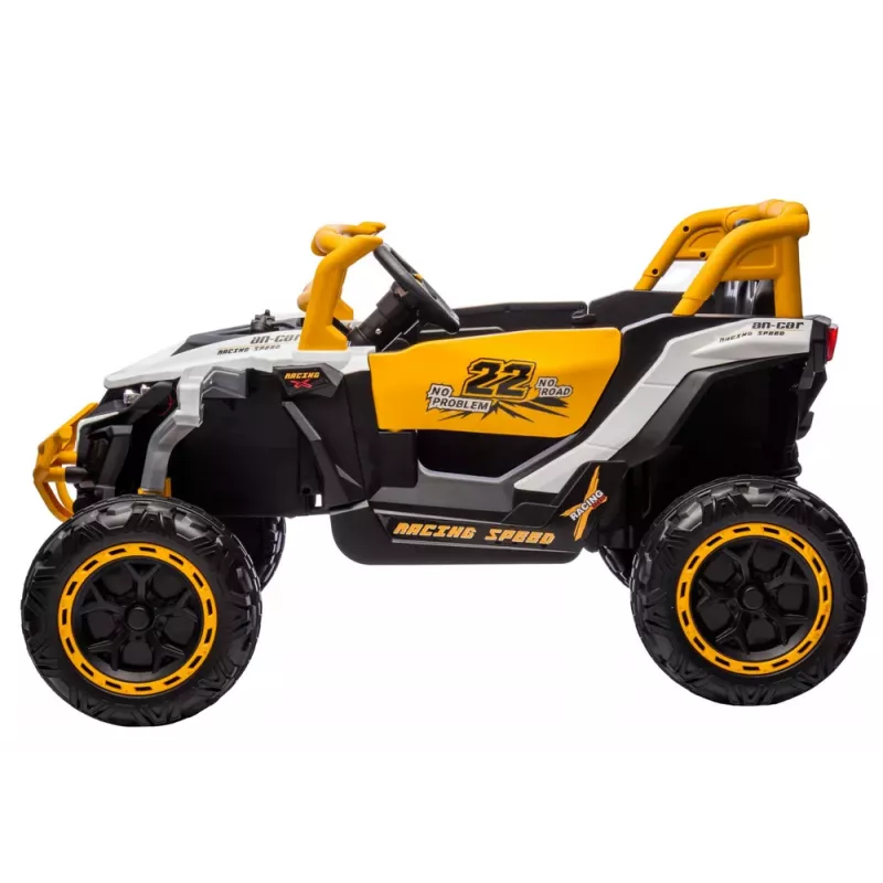 LEAN CARS M1 White and Yellow Battery-Powered Vehicle 4x4
