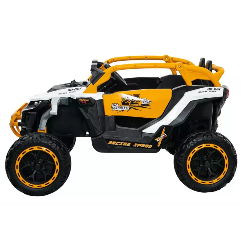 LEAN CARS M3 Yellow and White Battery-Powered Vehicle 4x4