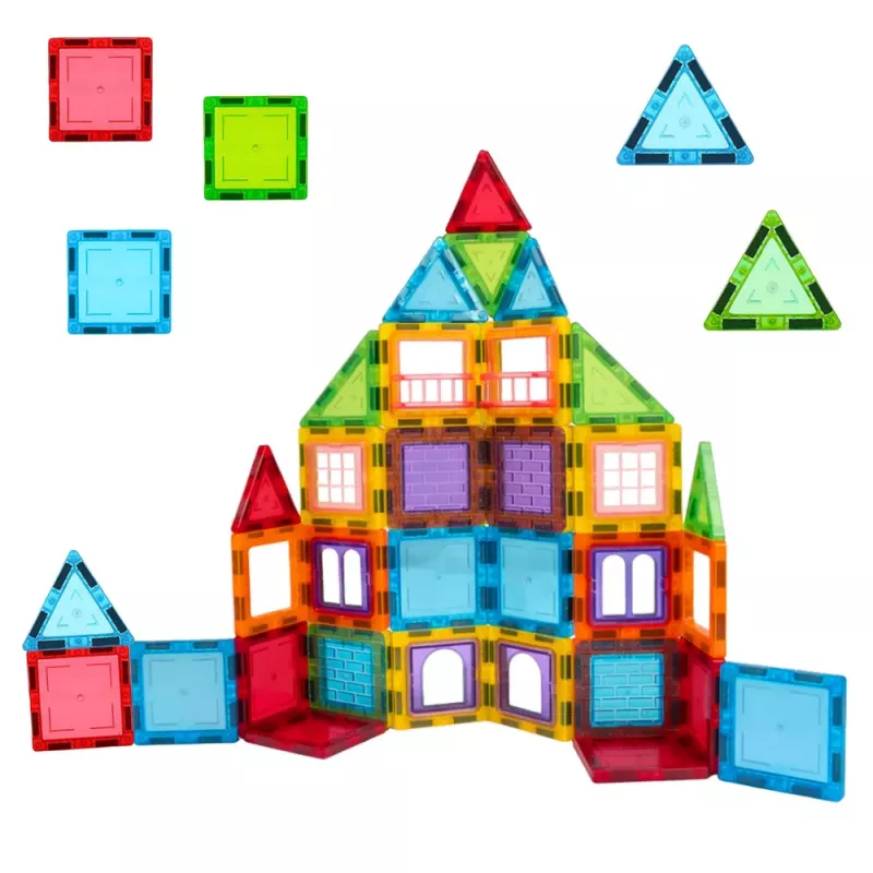 LEAN TOYS 3D Magnetic Blocks Construction Puzzle Colorful 45 pcs.