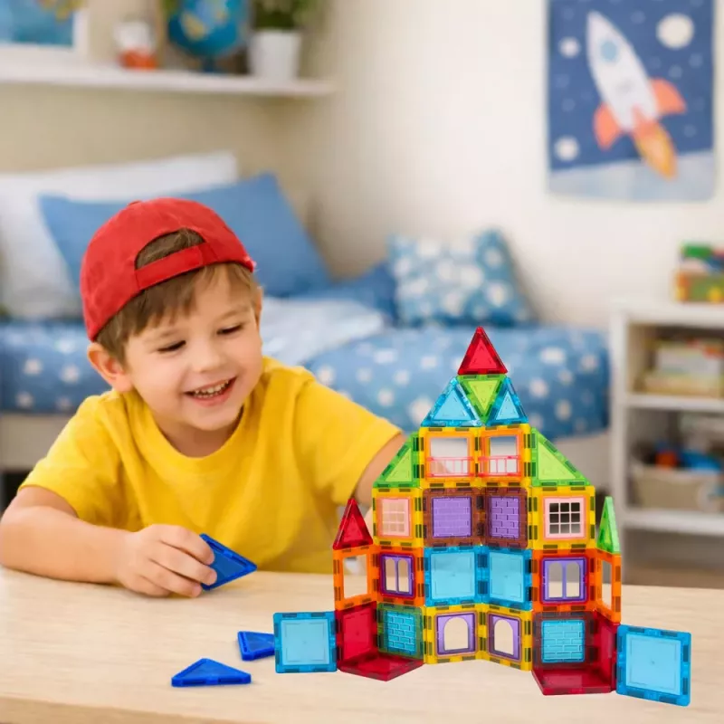 LEAN TOYS 3D Magnetic Blocks Construction Puzzle Colorful 45 pcs.