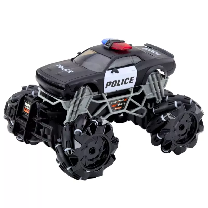 LEAN TOYS RC Police Off-Road Car with Lights and Smoke Effect 1:16