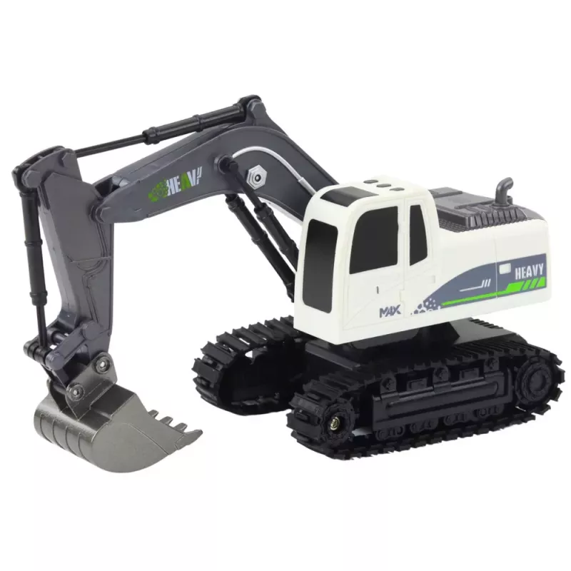 LEAN TOYS Remote Controlled RC Crawler Excavator with Lights and Sounds, White, 1:24 Scale