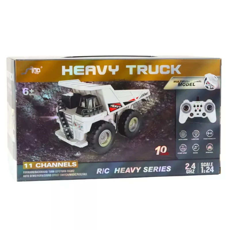 LEAN TOYS Remote Controlled RC Crawler Excavator with Lights and Sounds, White, 1:24 Scale