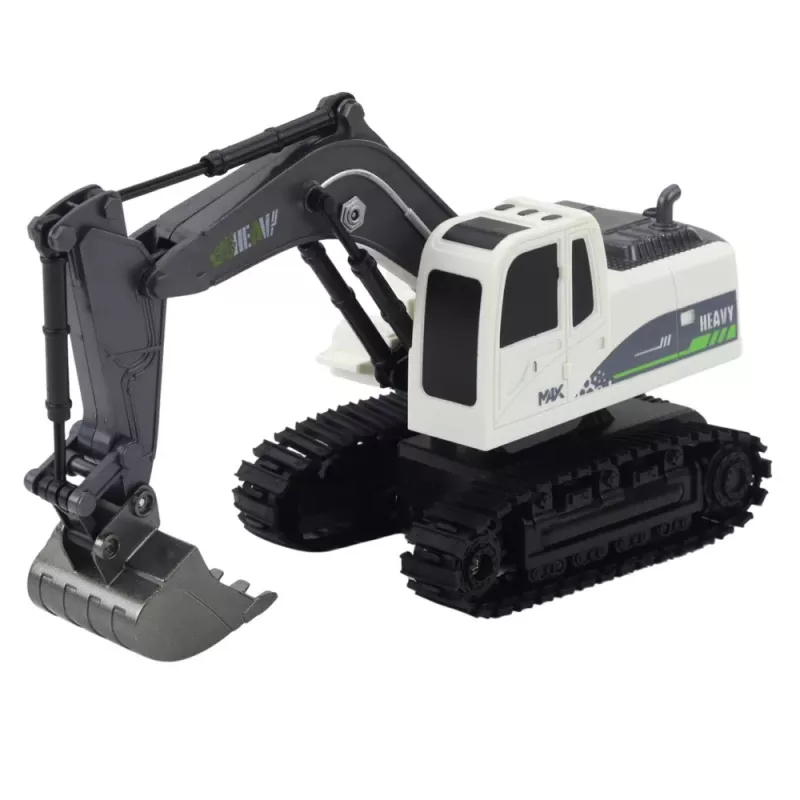 LEAN TOYS Remote Controlled RC Crawler Excavator with Lights and Sounds, White, 1:24 Scale