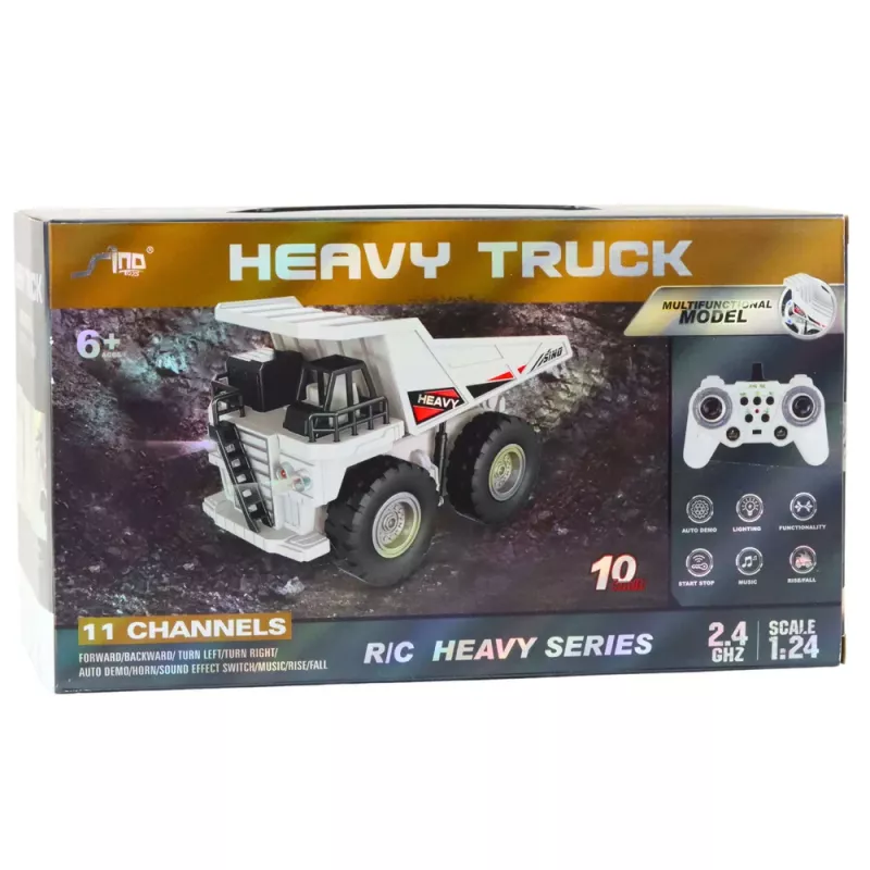 LEAN TOYS Remote Controlled RC Crawler Excavator with Lights and Sounds, White, 1:24 Scale