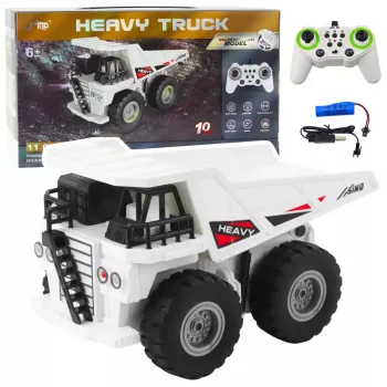 LEAN TOYS RC Remote Controlled Dump Truck with Lights and Sounds White 1:24