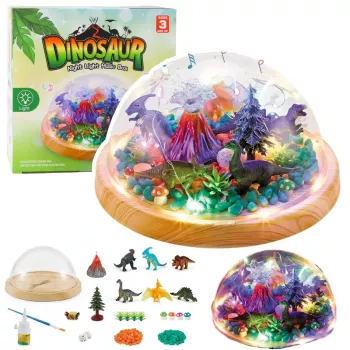 LEAN TOYS DIY Dinosaur Terrarium Creative Kit with Dome Night Light