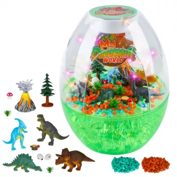 LEAN TOYS DIY Creative Dinosaur Terrarium Kit with Voice Control Night Light