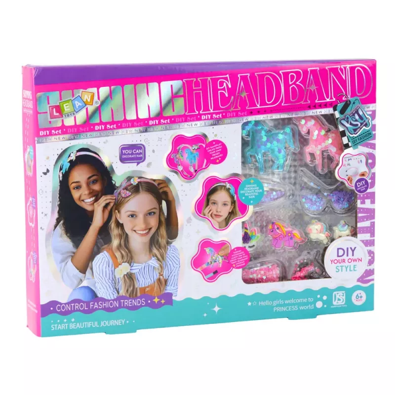 LEAN TOYS DIY Creative Kit for Making Unicorn Headbands with Shiny Decorations