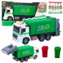 LEAN TOYS Garbage Truck with Garbage Can, Lights and Sounds, Green, 1:16 Scale