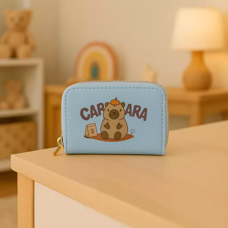 LEAN Two-Compartment Wallet with Card Compartments Kapybara Blue 12.5 x 8.5 cm