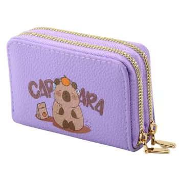 LEAN Two-Compartment Wallet with Card Compartments Capybara Purple 12.5 x 8.5 cm