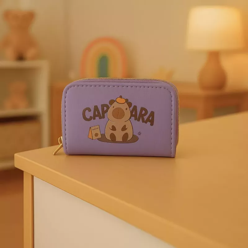 LEAN Two-Compartment Wallet with Card Compartments Capybara Purple 12.5 x 8.5 cm