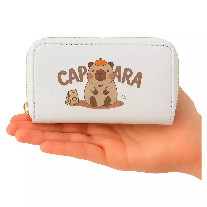 LEAN Two-Compartment Wallet with Card Compartments Kapybara White 12.5 x 8.5 cm