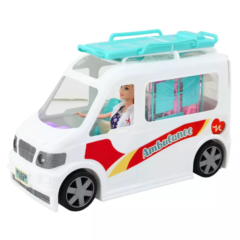 LEAN TOYS Mobile Hospital Ambulance with Stretcher 2in1 Doll Doctor Accessories