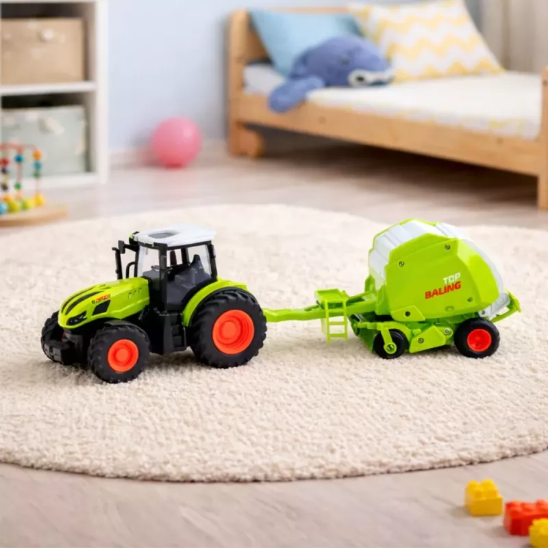 LEAN TOYS RC Remote Controlled Agricultural Farm Tractor with Baler 1:24