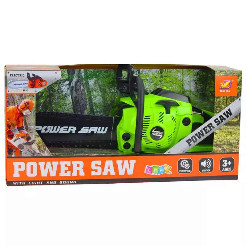 LEAN TOYS Toy Chainsaw for Kids Lights and Sounds Green