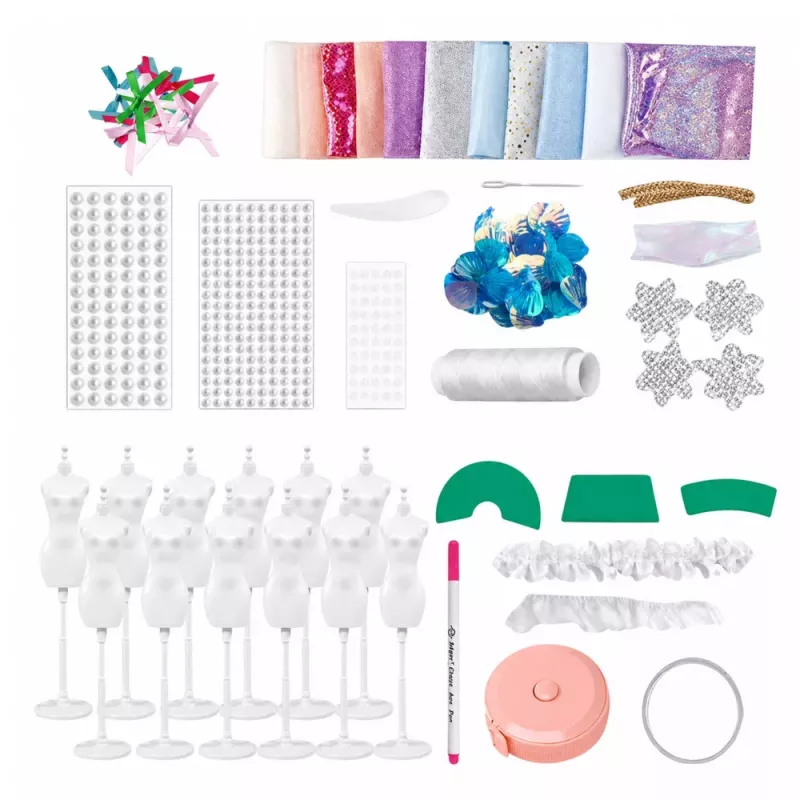 LEAN TOYS DIY Doll Dress Sewing Kit Little Fashion Designer 143 pcs.