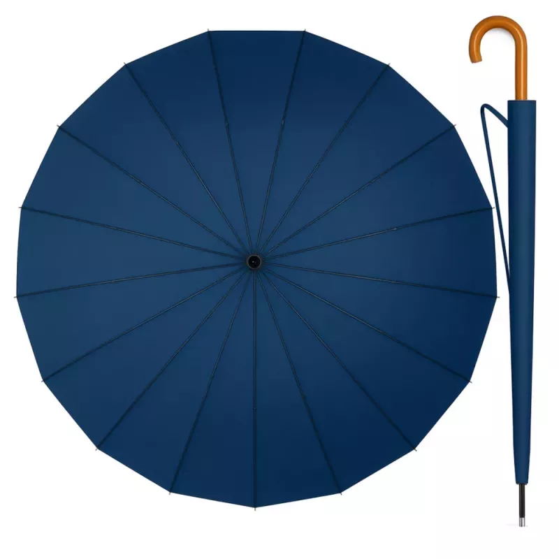 LEAN Large Automatic Umbrella with Shoulder Cover 24-Rib Navy Blue 115 cm