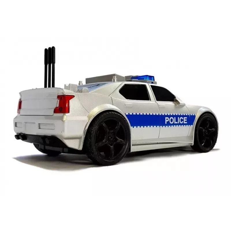 LEAN TOYS Battery Operated Police Car 1:20 Lights and Sounds Strung Silver