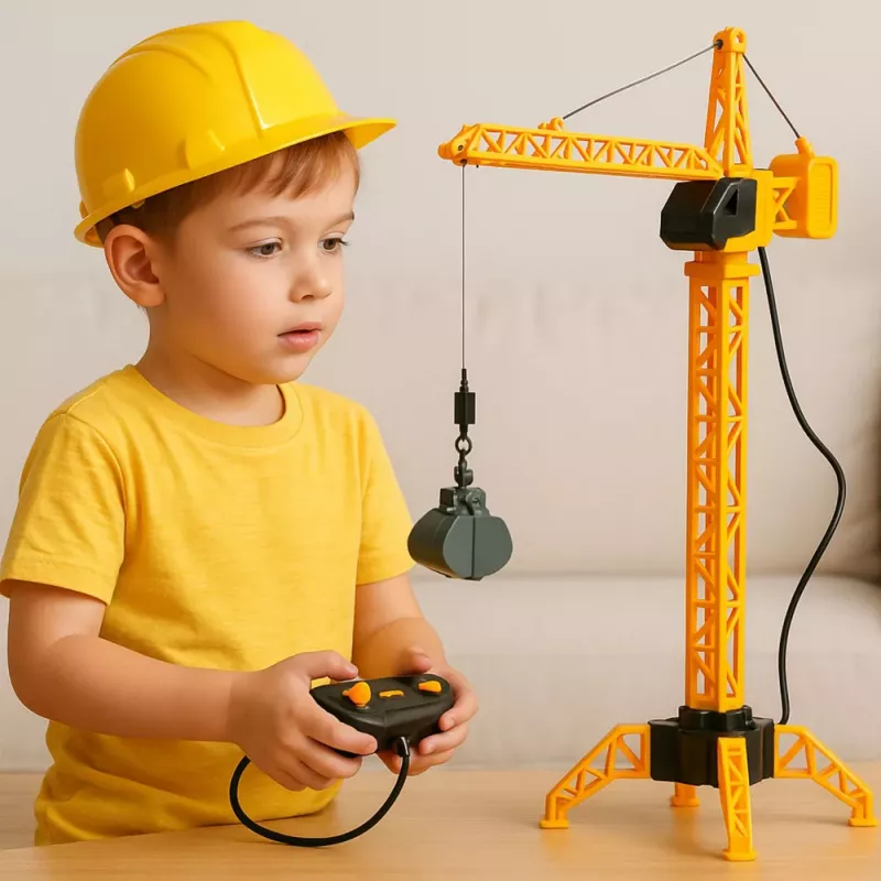 LEAN TOYS Remote Control Construction Crane RC Wired 360° Rotation 71 cm