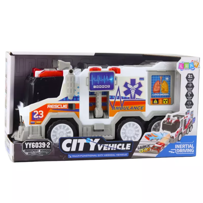 LEAN TOYS Ambulance City Ambulance Medical Vehicle with Drive, Lights & Sounds
