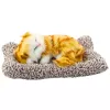 LEAN TOYS Sleeping Ginger Cat on a Pillow Figurine with Fur Bag Sounds