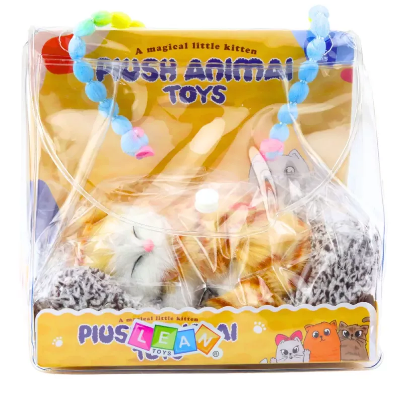 LEAN TOYS Sleeping Ginger Cat on a Pillow Figurine with Fur Bag Sounds