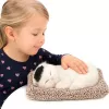 LEAN TOYS Sleeping White Cat on a Pillow Figurine with Fur Bag Sounds