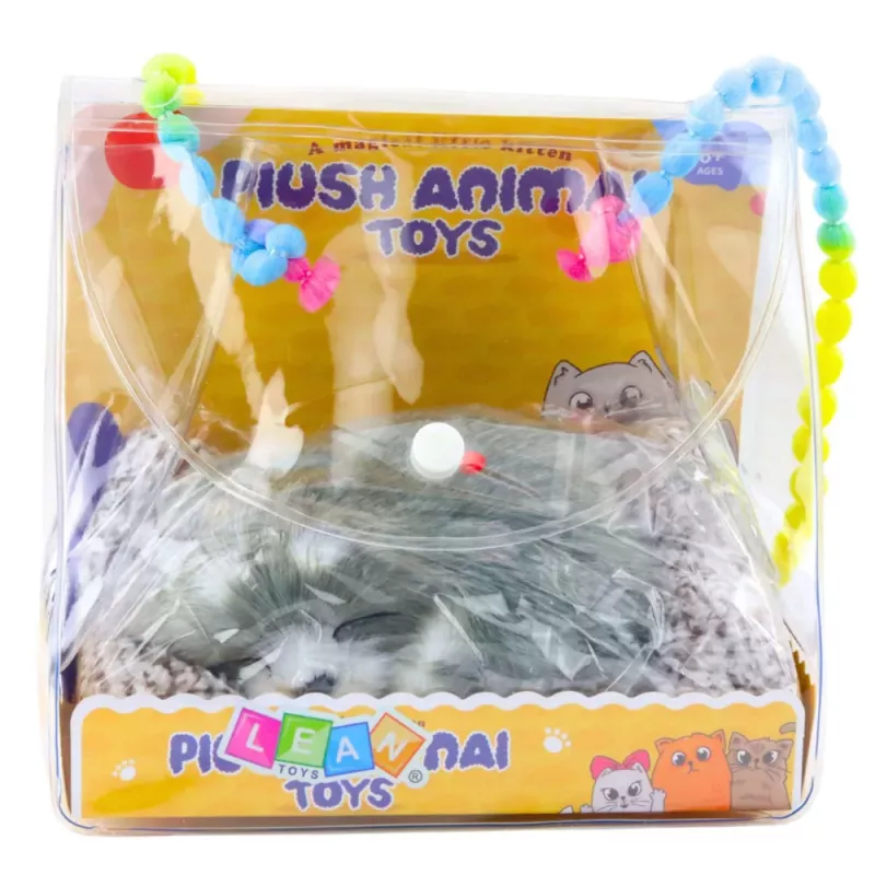 LEAN TOYS Sleeping Husky Dog on a Pillow Figurine with Fur Bag Sounds