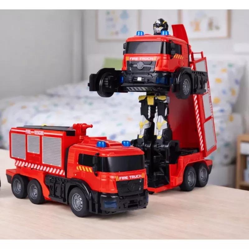 LEAN TOYS Firefighter Robot Car 2 in 1 Remote Controlled RC Lights Sounds Water