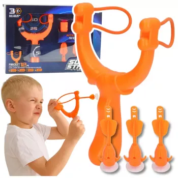 LEAN TOYS Shooting Set Skill Game Slingshot Darts With Suction Cups 3 pcs