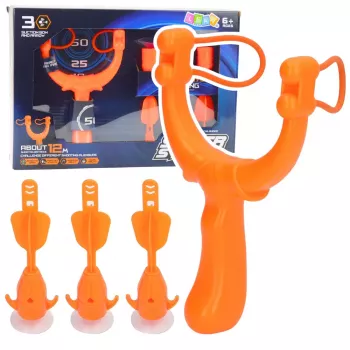 LEAN TOYS Shooting Set Skill Game Slingshot Darts With Suction Cups 3 pcs