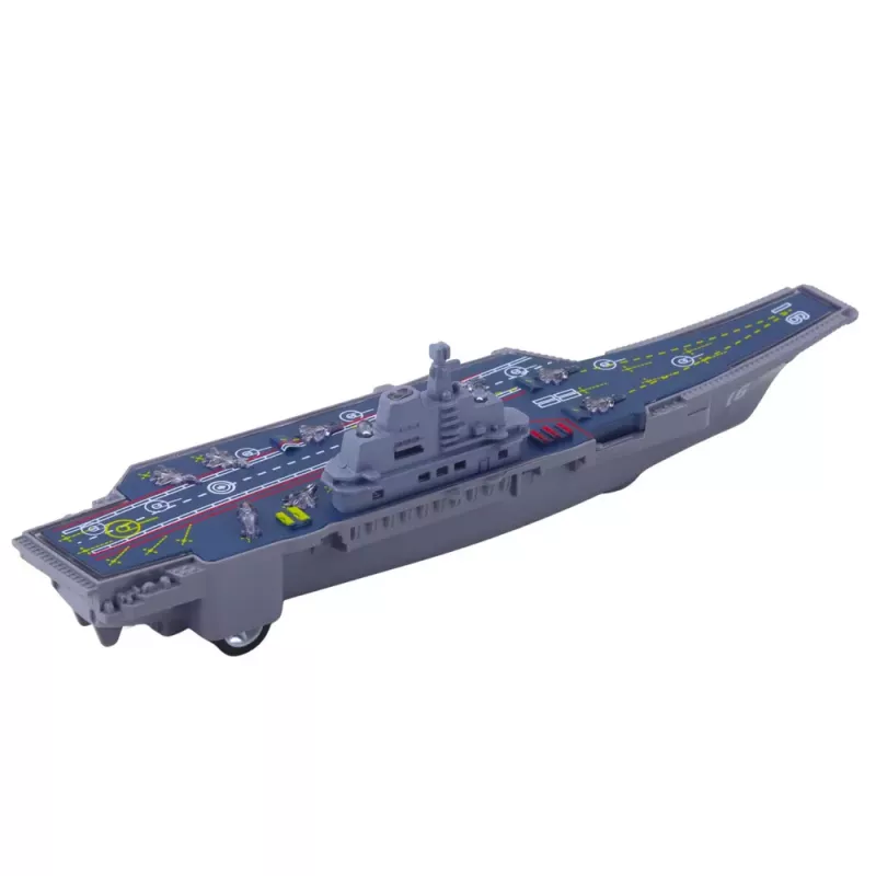 LEAN TOYS Military Aircraft Carrier with Lights and Sounds, Friction Drive, 24 cm