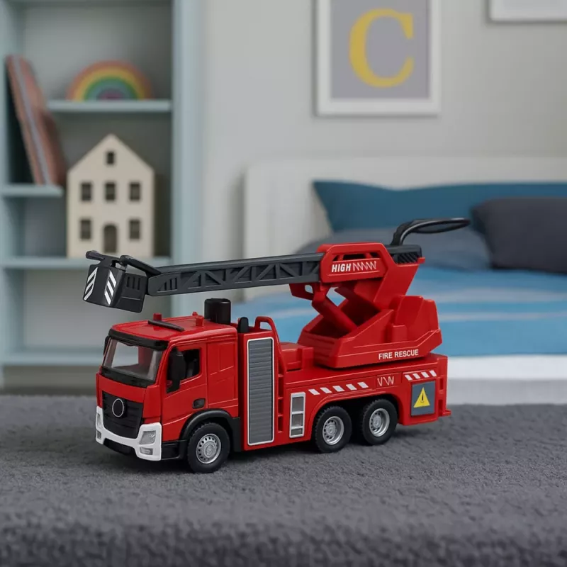 LEAN TOYS Fire Truck with Boom Hose Water Spray Lights Sounds