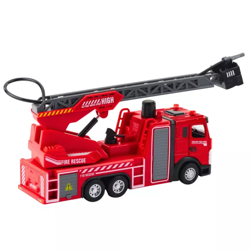 LEAN TOYS Fire Truck with Boom Hose Water Spray Lights Sounds