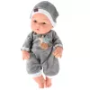 LEAN TOYS Baby Doll in Gray Pajamas, Hat, Movable Arms and Legs, 30cm
