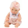 LEAN TOYS Baby Doll in a Pink Dress, Headband, Movable Arms and Legs, 30 cm