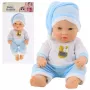 LEAN TOYS Baby Doll in Blue Pajamas, Hat, Movable Arms and Legs, 30cm