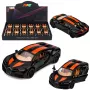 LEAN TOYS Car Metal Sports Car Lights Sound Pull-Back Drive Black 1:32