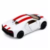 LEAN TOYS Car Metal Sports Car Lights Sounds Pull-Back Drive White 1:32
